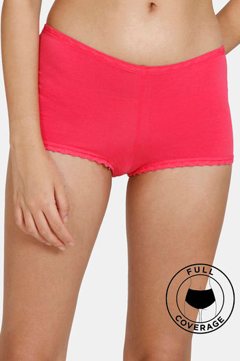 Buy Zivame Low Rise Full Coverage Boyshort Panty - Rose Red
